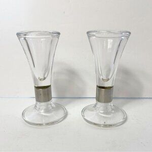 Jens Quistgaard Dansk Denmark Crystal & Silver Candle Holders/Vases  Modern Eleg